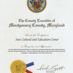 ICEC-Montgomery County Exec Certificate Award-Oct12, 2013